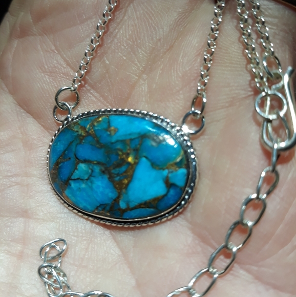 Santa Fe Style Natural Mojave Turquoise Necklace g - Picture 3 of 3
